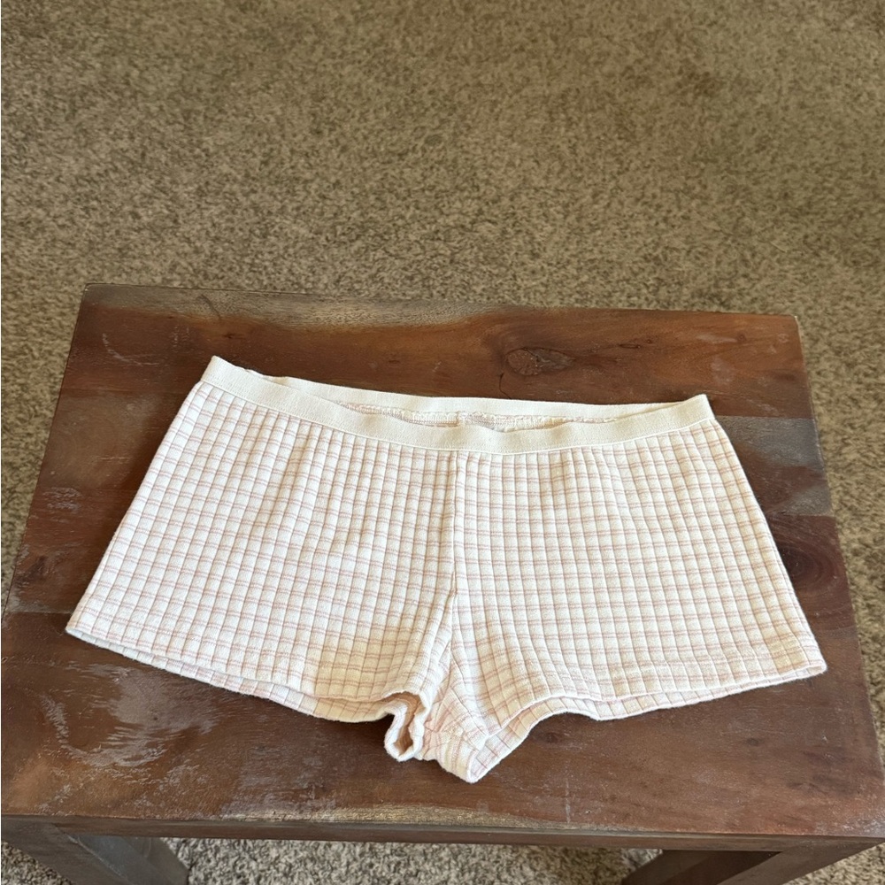 brandy Melville Cream Waffle Knit Women's Sleep Shorts